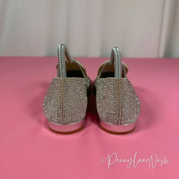 Steve Madden Smile Rhinestone Loafer Flats Silver Size 8M - Picture 5 of 16